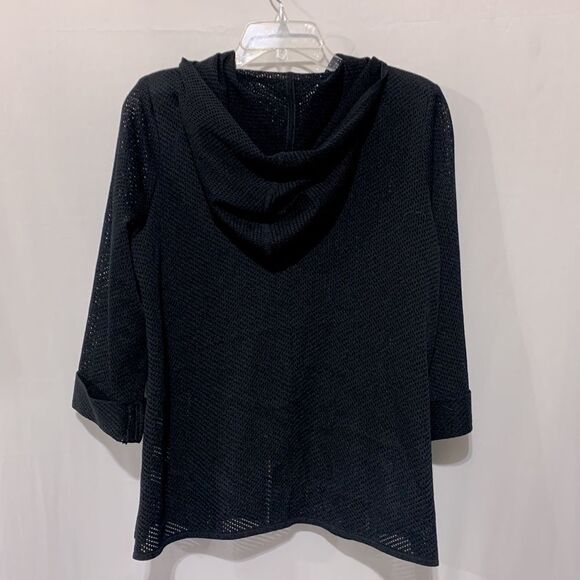 MISOOK Mesh Zip Up Hooded Jacket Tabbed Sleeves Side Vent Shoulder Pads women M - Picture 4 of 15